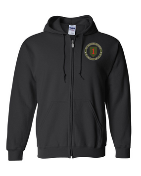 1st Infantry Division Embroidered Hooded Sweatshirt with Zipper  -Proud