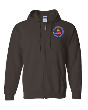 2nd Armored Division  Embroidered Hooded Sweatshirt with Zipper-Proud