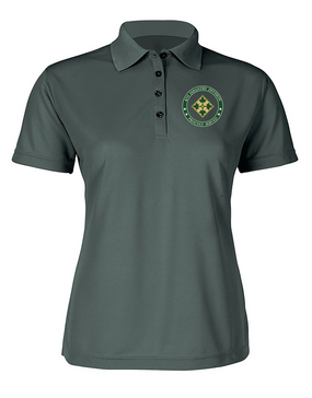 Ladies 4th Infantry Division Embroidered Moisture Wick Polo Shirt  -Proud