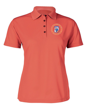 35th Signal Brigade (Airborne) Ladies Embroidered Moisture Wick Polo Shirt-Proud