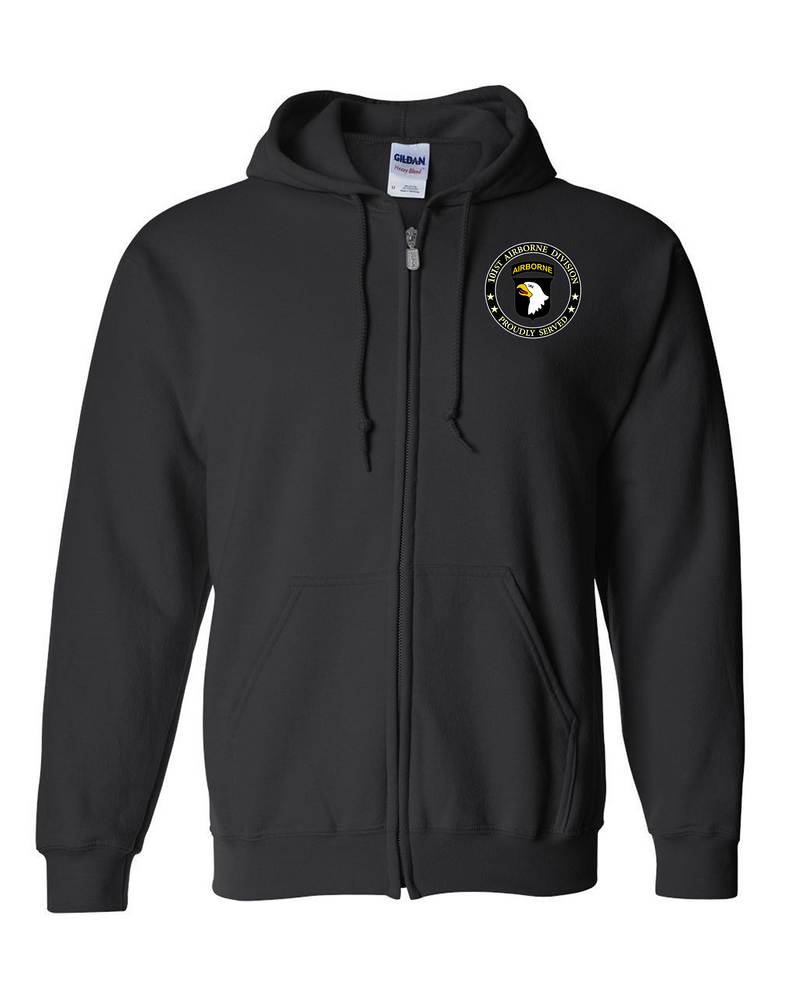 101st Airborne Division Embroidered Hooded Sweatshirt with Zipper
