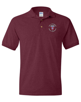 82nd Airborne "Once a Paratrooper" Embroidered Cotton Polo Shirt