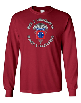 82nd Airborne "Once a Paratrooper" Long-Sleeve Cotton Shirt