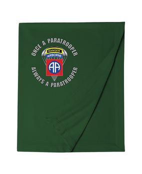 82nd Airborne "Once a Paratrooper-Ranger" Embroidered Dryblend Stadium Blanket