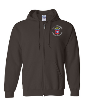 82nd Airborne "Once a Paratrooper-Ranger" Embroidered Hooded Sweatshirt with Zipper