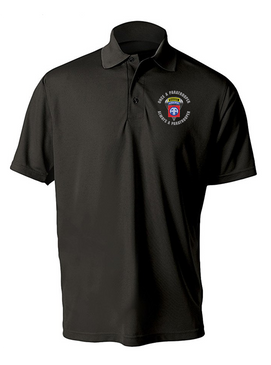 82nd Airborne "Once a Paratrooper-Ranger" Embroidered Moisture Wick Polo Shirt