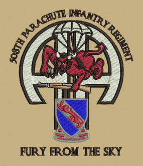 508th Parachute Infantry Regiment embroidered Van Heusen Silky Poplin Dress Shirt