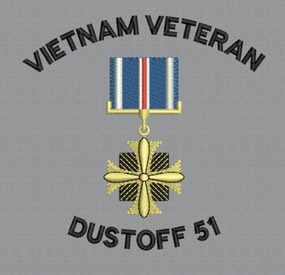 Vietnam Veteran Dustoff 51 Embroidered Moisture Wick Polo Shirt