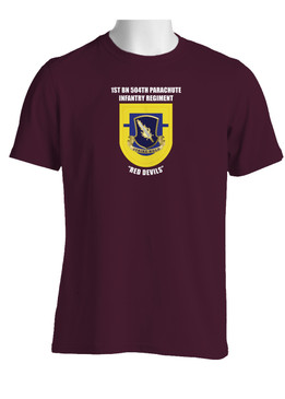 1-504th Parachute Infantry Regiment "Crest & Flash"  (Chest) Cotton Shirt
