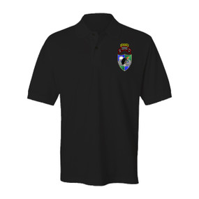 2-75th Ranger Battalion DUI-Original Scroll -Black Beret w/ Ranger Tab Embroidered Cotton Polo Shirt