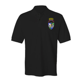 1-75th Ranger Battalion DUI - Tan Beret w/ Ranger Tab Embroidered Cotton Polo Shirt