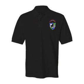 3-75 Ranger Battalion DUI-Black Beret Embroidered Cotton Polo Shirt