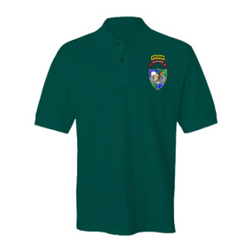 3-75 Ranger Battalion DUI-Tan Beret w/ Ranger Tab Embroidered Cotton Polo Shirt
