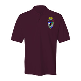 75th Ranger Regiment DUI-Black Beret w/ Ranger Tab Embroidered Cotton Polo Shirt