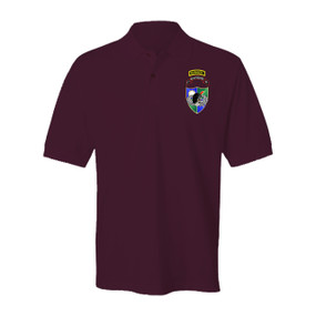 1-75th Ranger Battalion DUI -Black Beret w/ Ranger Tab Embroidered Cotton Polo Shirt