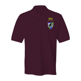 1-75th Ranger Battalion DUI -Black Beret w/ Ranger Tab Embroidered Cotton Polo Shirt