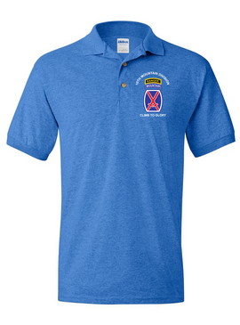 10th Mountain Division w/ Ranger Tab Embroidered Cotton Polo Shirt
