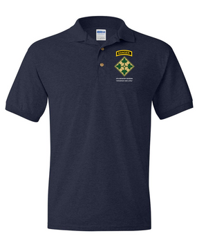 4th Infantry Division w/ Ranger Tab Embroidered Cotton Polo Shirt