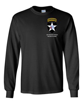 2nd Infantry Division w/ Ranger Tab Long-Sleeve Cotton Shirt -(Pocket)