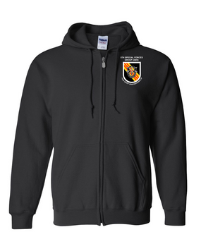 5th Special Forces Group V2  Embroidered Hooded Sweatshirt with Zipper