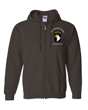101st Airborne Division Embroidered Hooded Sweatshirt with Zipper