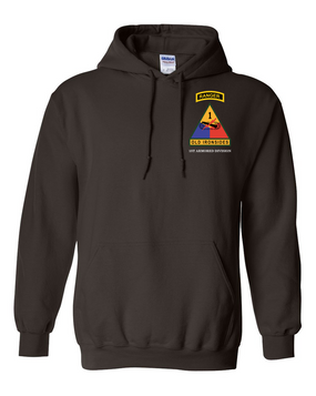1st Armored Division w/ Ranger Tab Embroidered Hooded Sweatshirt