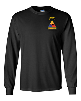 1st Armored Division w/ Ranger Tab Long-Sleeve Cotton Shirt-(Pocket)
