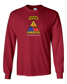 2nd Armored Division w/ Ranger Tab Long-Sleeve Cotton Shirt-(Chest)