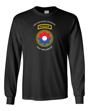 9th Infantry Division w/ Ranger Tab Long-Sleeve Cotton Shirt-(Chest)