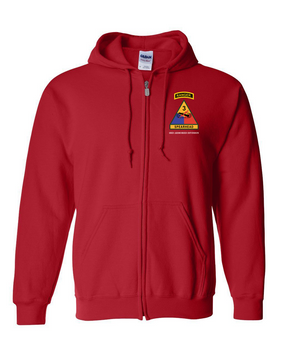 3rd Armored Division w/ Ranger Tab Embroidered Hooded Sweatshirt with Zipper