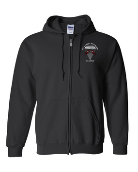 1-75th Ranger Battalion Embroidered Hooded Sweatshirt with Zipper (C)