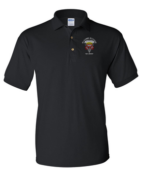 1-75th Ranger Battalion Original Scroll w/ Ranger Tab Embroidered Cotton Polo Shirt (C)