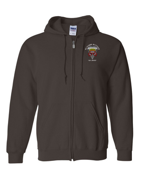 1-75th Ranger Battalion Original Scroll w/ Ranger Tab Embroidered Hooded Sweatshirt with Zipper (C)