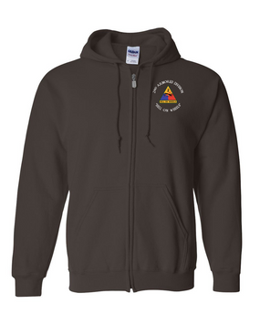 2nd Armored  Division Embroidered Hooded Sweatshirt with Zipper (C)