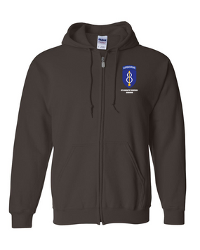 8th Infantry Division Airborne Embroidered Hooded Sweatshirt with Zipper