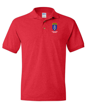 8th Infantry Division w/ Ranger Tab Embroidered Cotton Polo Shirt