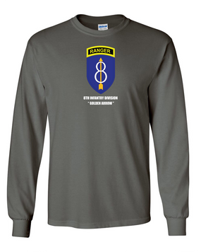 8th Infantry Division w/ Ranger Tab Long-Sleeve Cotton Shirt  -Chest
