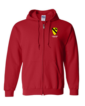 1st Cavalry Division Embroidered Hooded Sweatshirt with Zipper