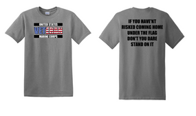 US Marine Corps Veteran Cotton T-Shirt -Flag-(FF)