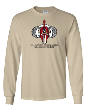 A Company "BONE" 1/504th Parachute Infantry Regiment Spartan Long-Sleeve Cotton T-Shirt  (Chest)