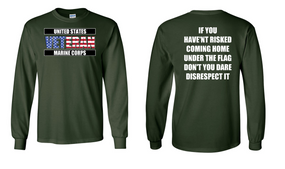 US Marine Corps Veteran Long-Sleeve Cotton Shirt  -Flag Disrespect- (FF)