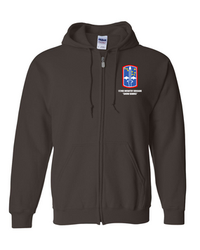 172nd Infantry Brigade "Snow Hawks"  Embroidered Hooded Sweatshirt with Zipper