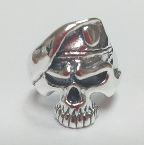 US Army Paratrooper Half Skull  Sterling Silver Ring