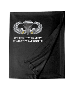 US Army Parachutist Badge w/ (2) Combat Jumps Embroidered Dryblend Stadium Blanket