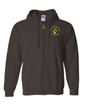 1st Cavalry Division (Airborne) (C)  Embroidered Hooded Sweatshirt with Zipper