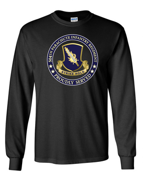 504th PIR (Crest)  -Proudly Served -Long-Sleeve Cotton T-Shirt  (FF)