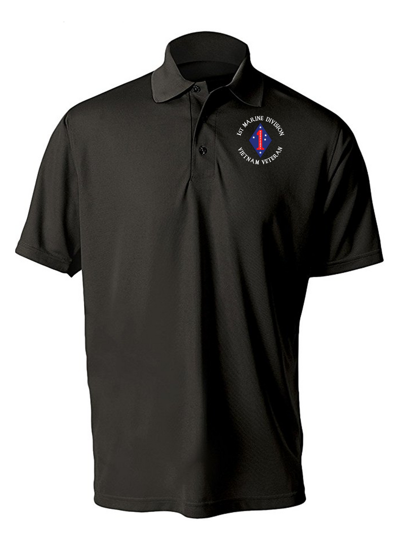 1st Marine Division Embroidered Moisture Wick Polo Shirt