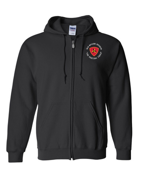 3rd Marine Division "Fighting Third"-C-  Embroidered Hooded Sweatshirt with Zipper