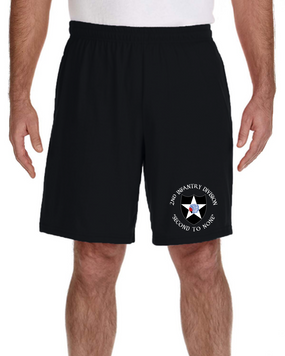 2nd Infantry Division Embroidered Gym Shorts