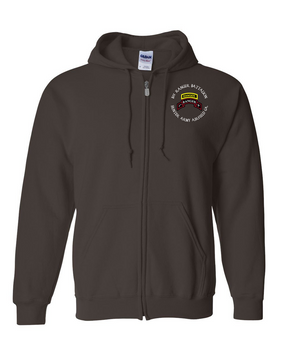 1-75th Ranger Battalion-Tab Embroidered Hooded Sweatshirt with Zipper